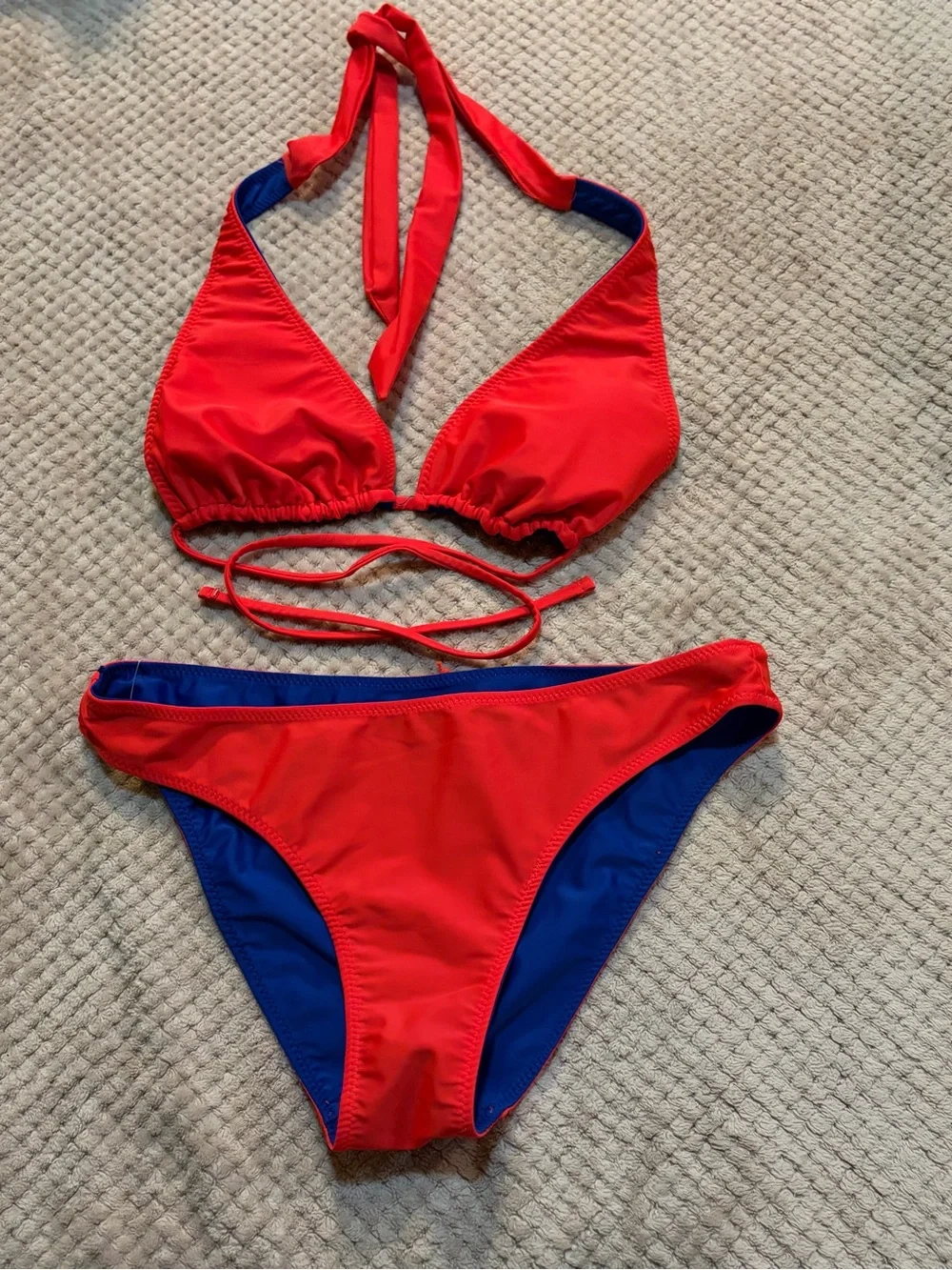 Polo by Ralph Lauren Red and Blue Girls Two-Piece Swim Set